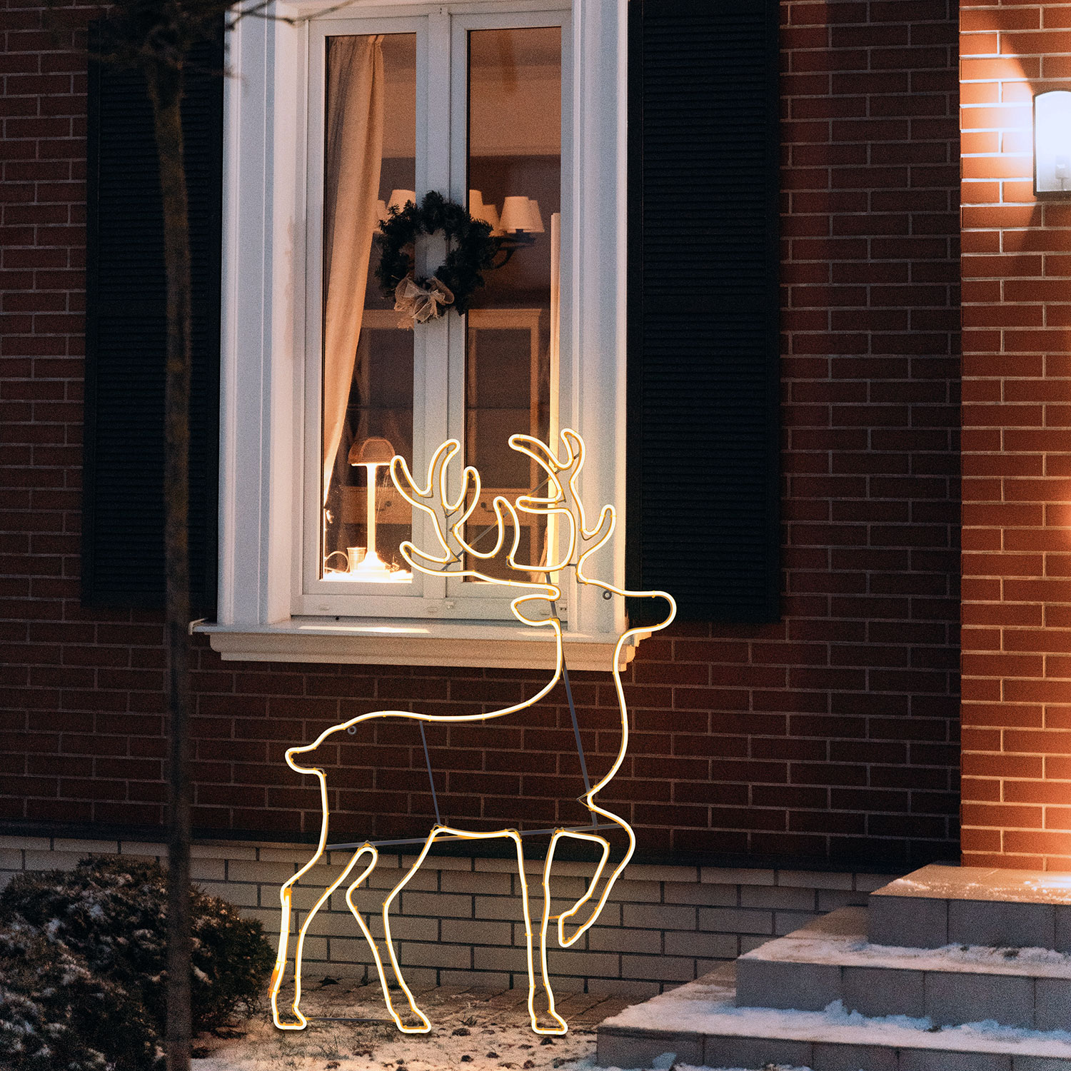 Renne effet néon, h 140 cm, led blanc chaud Renne effet néon, h 140 cm, led blanc chaud