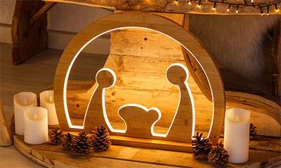 LED Weihnachtsdeko aus Holz