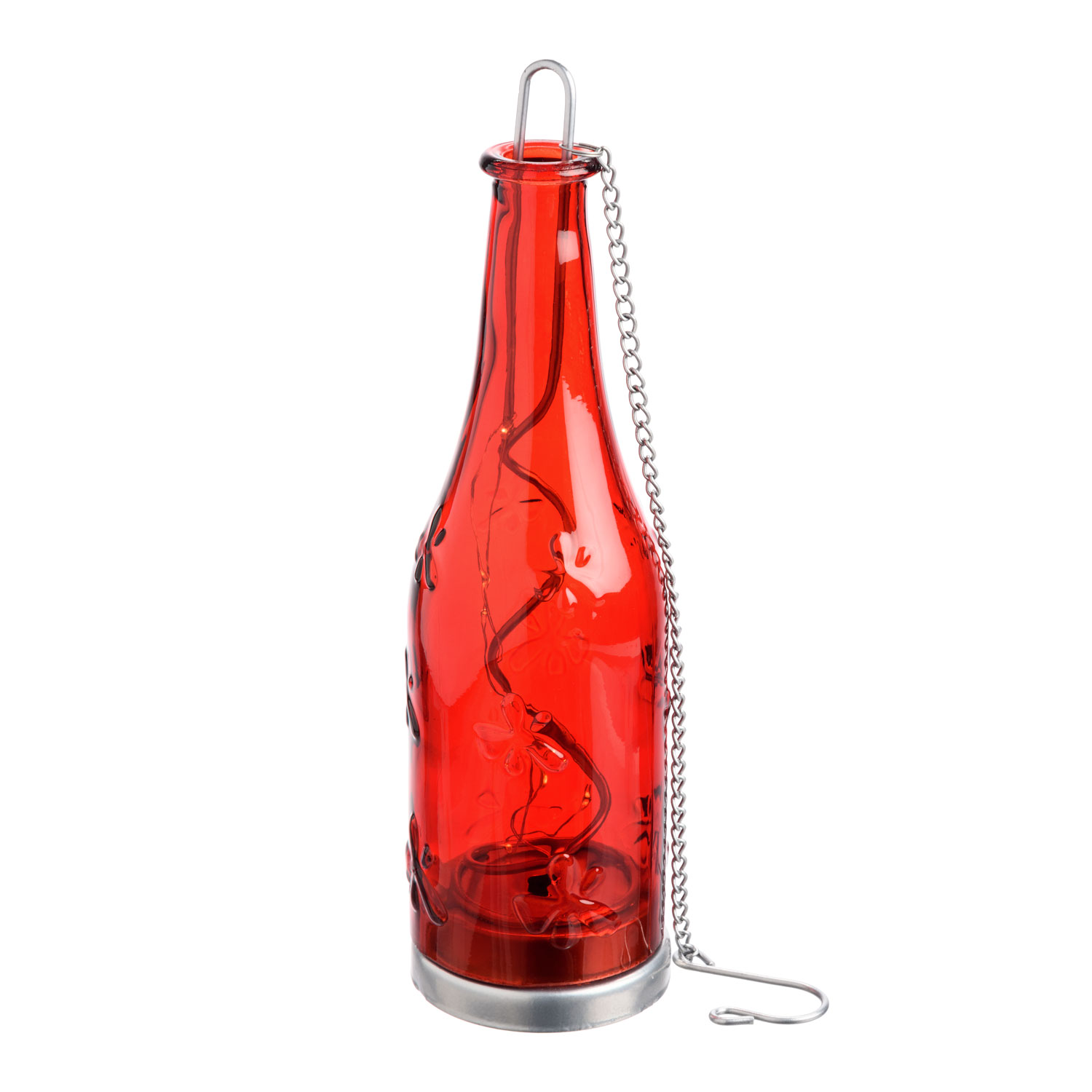 Bouteille lumineuse en verre rouge, 10 micro led blanc chaud 3 Bouteille lumineuse en verre rouge, 10 micro led blanc chaud 3