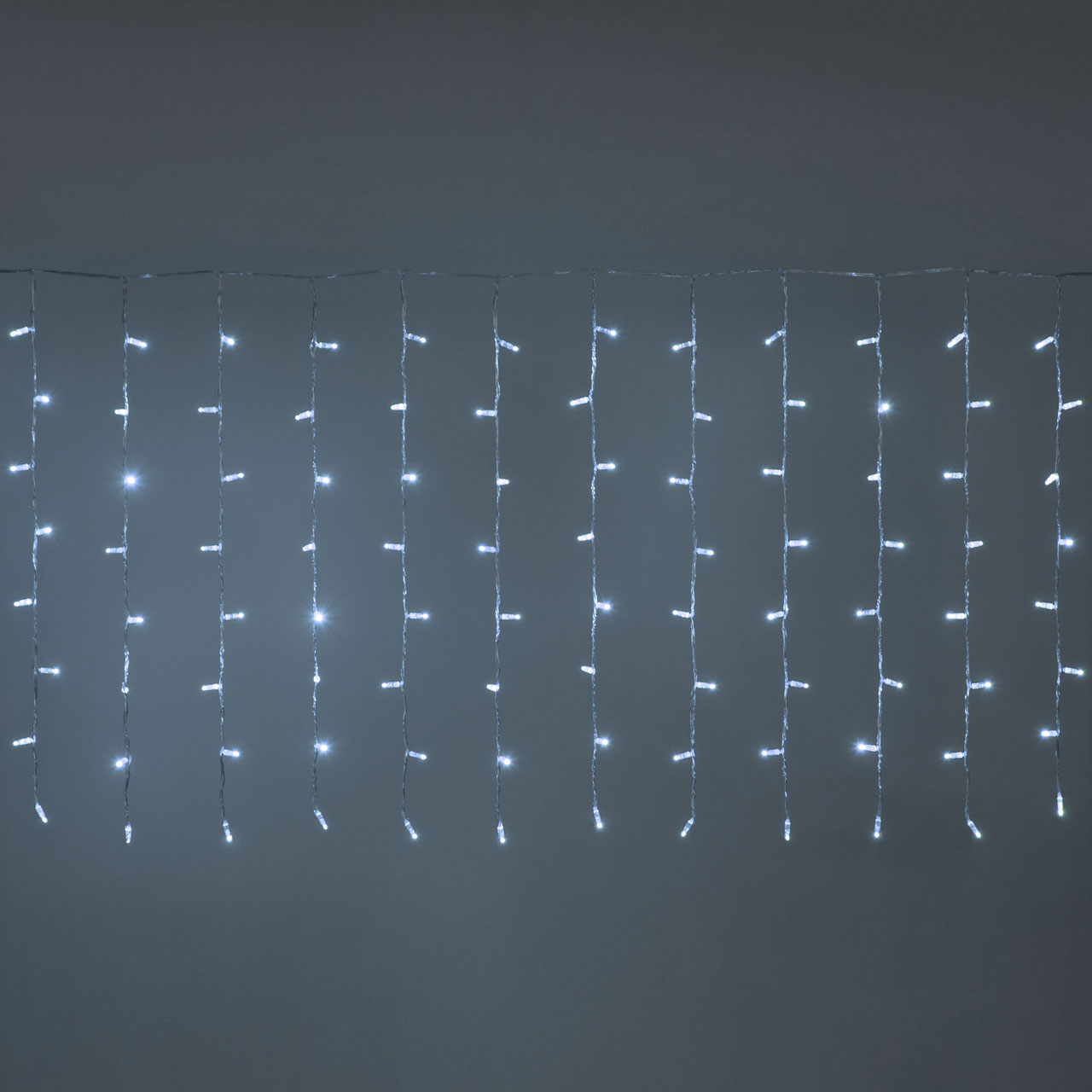 Lichtervorhang 2 x h 1 m, 96 Maxi LEDs kaltweiß, transparentes Kabel, erweiterbar Lichtervorhang 2 x h 1 m, 96 Maxi LEDs kaltweiß, transparentes Kabel, erweiterbar