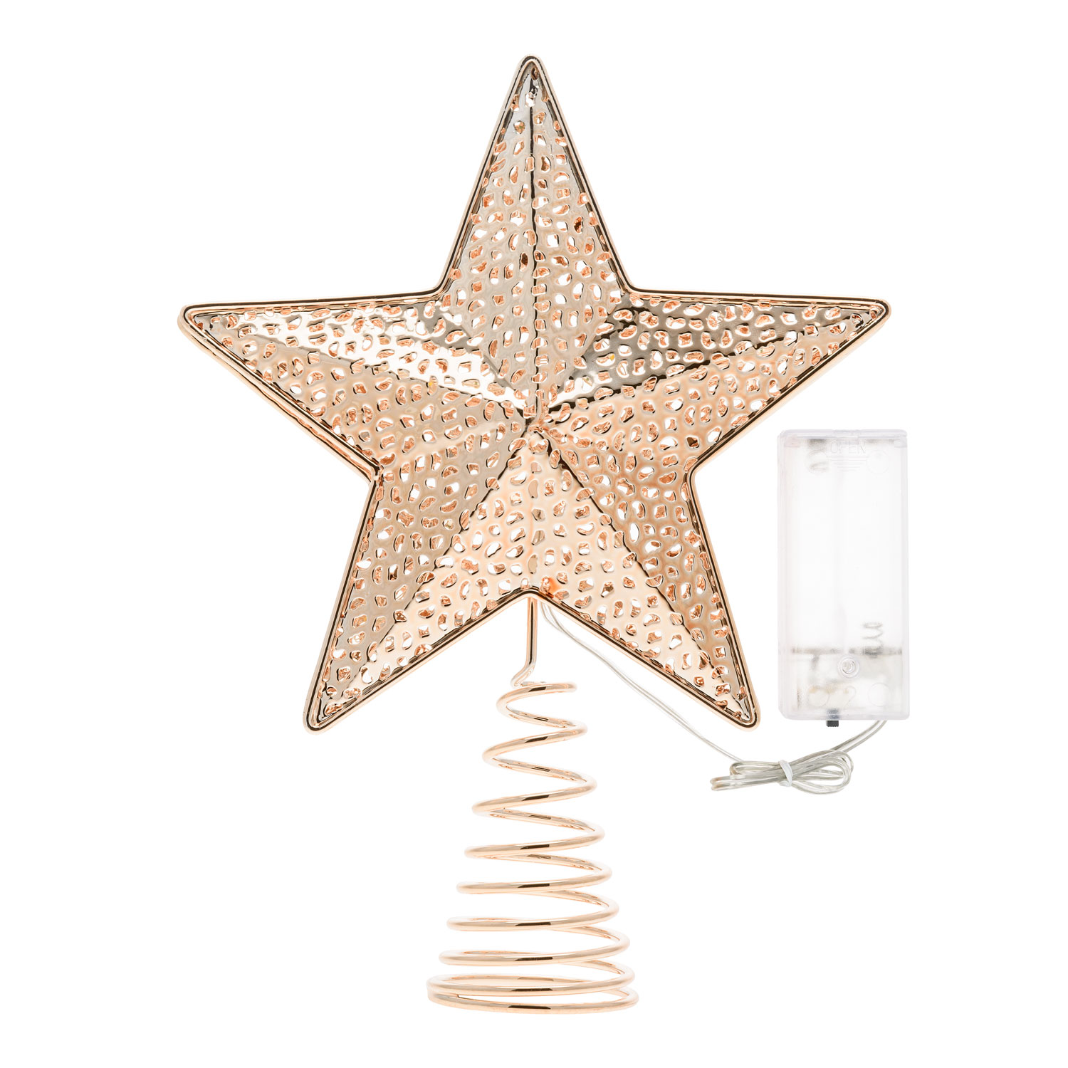Puntale stella luminosa per albero di natale color champagne, led bianco caldo 3 Puntale stella luminosa per albero di natale color champagne, led bianco caldo 3
