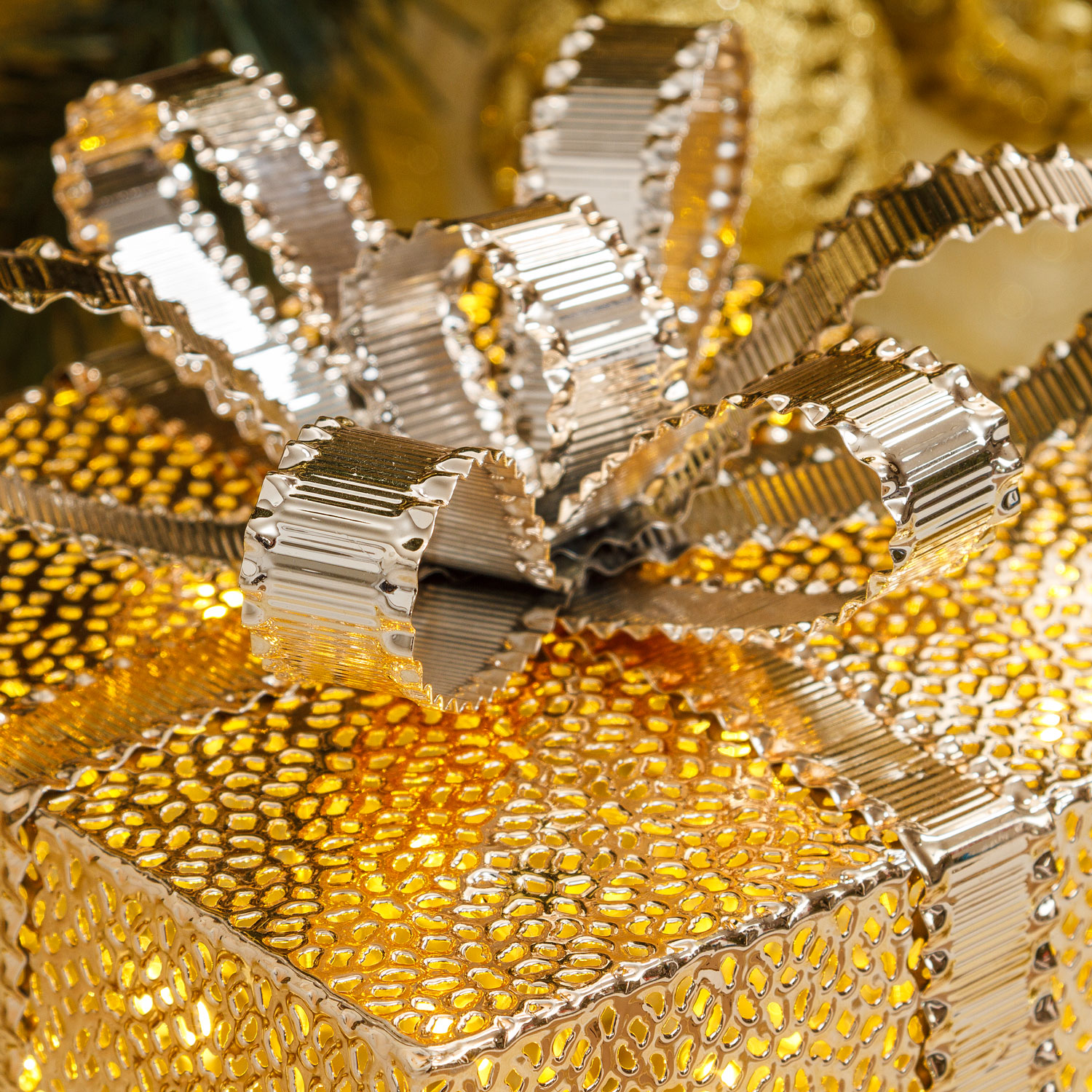 Pacco Regalo luminoso color champagne, 40 led bianco caldo 4 Pacco Regalo luminoso color champagne, 40 led bianco caldo 4