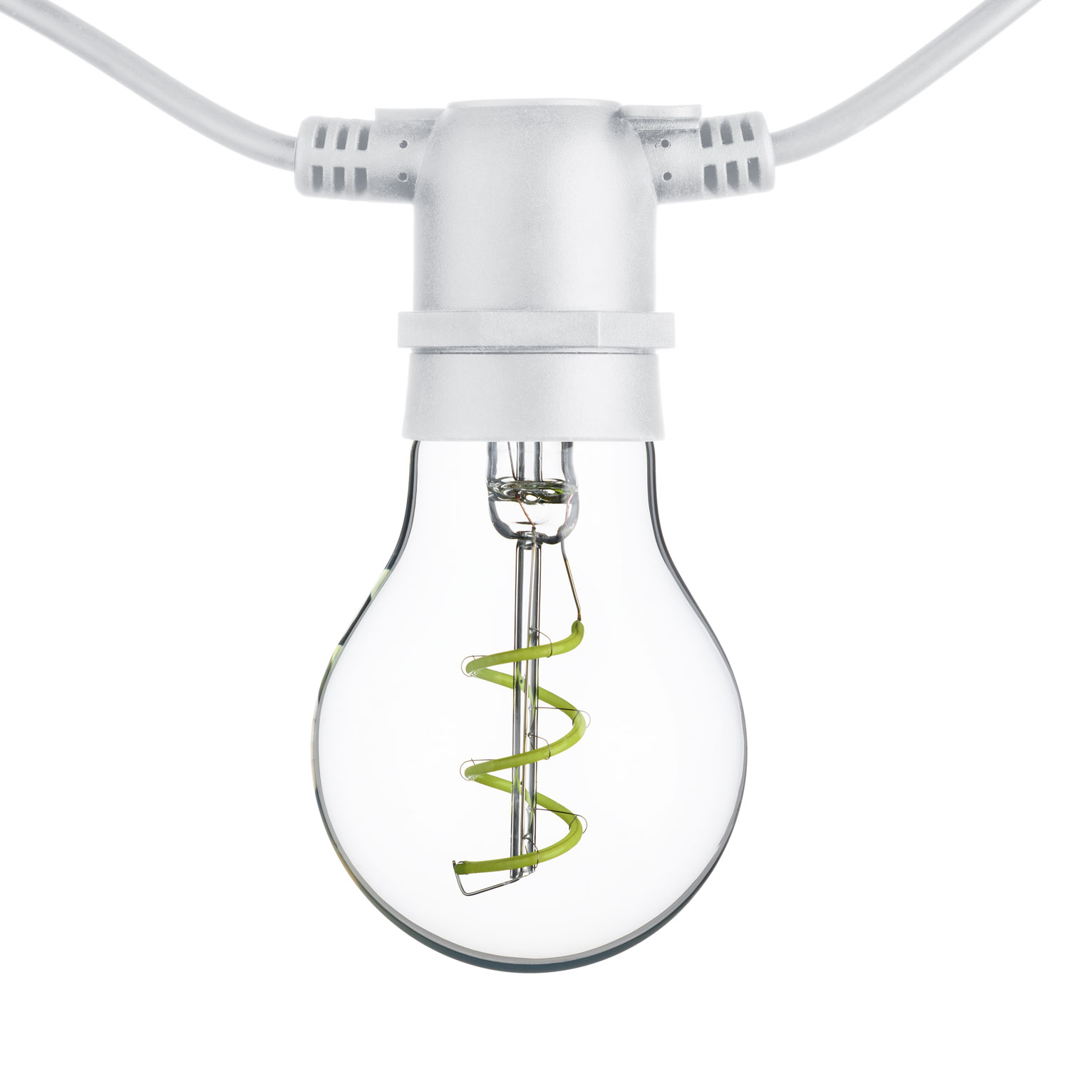 Catena 5 m, 10 lampadine goccia Ø 60 mm, led verde a spirale, prolungabile 3 Catena 5 m, 10 lampadine goccia Ø 60 mm, led verde a spirale, prolungabile 3
