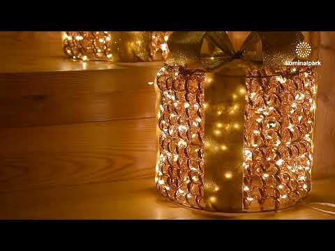 Set 3 Paquets Cadeaux 3D Rose Gold, fil tressé spiral, forme cylindrique, microled blanc chaud 2