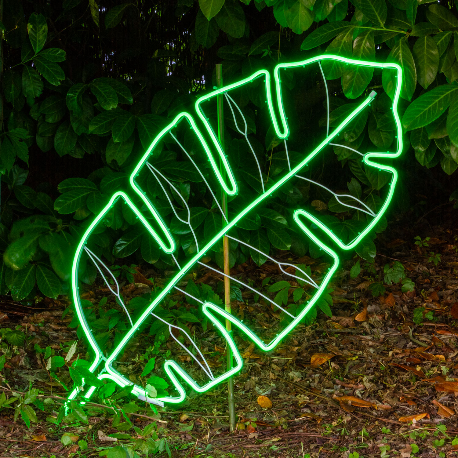Lampe Feuille tropicale en tube lumineux effet néon, 114 cm, 528 led vert Lampe Feuille tropicale en tube lumineux effet néon, 114 cm, 528 led vert