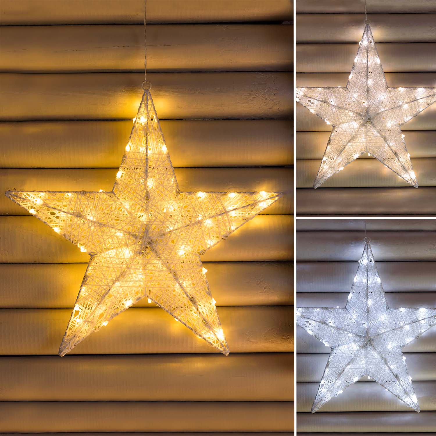 Étoile Blanche 3D Ø 45 cm, aux deux couleurs LED blanc chaud et froid Étoile Blanche 3D Ø 45 cm, aux deux couleurs LED blanc chaud et froid