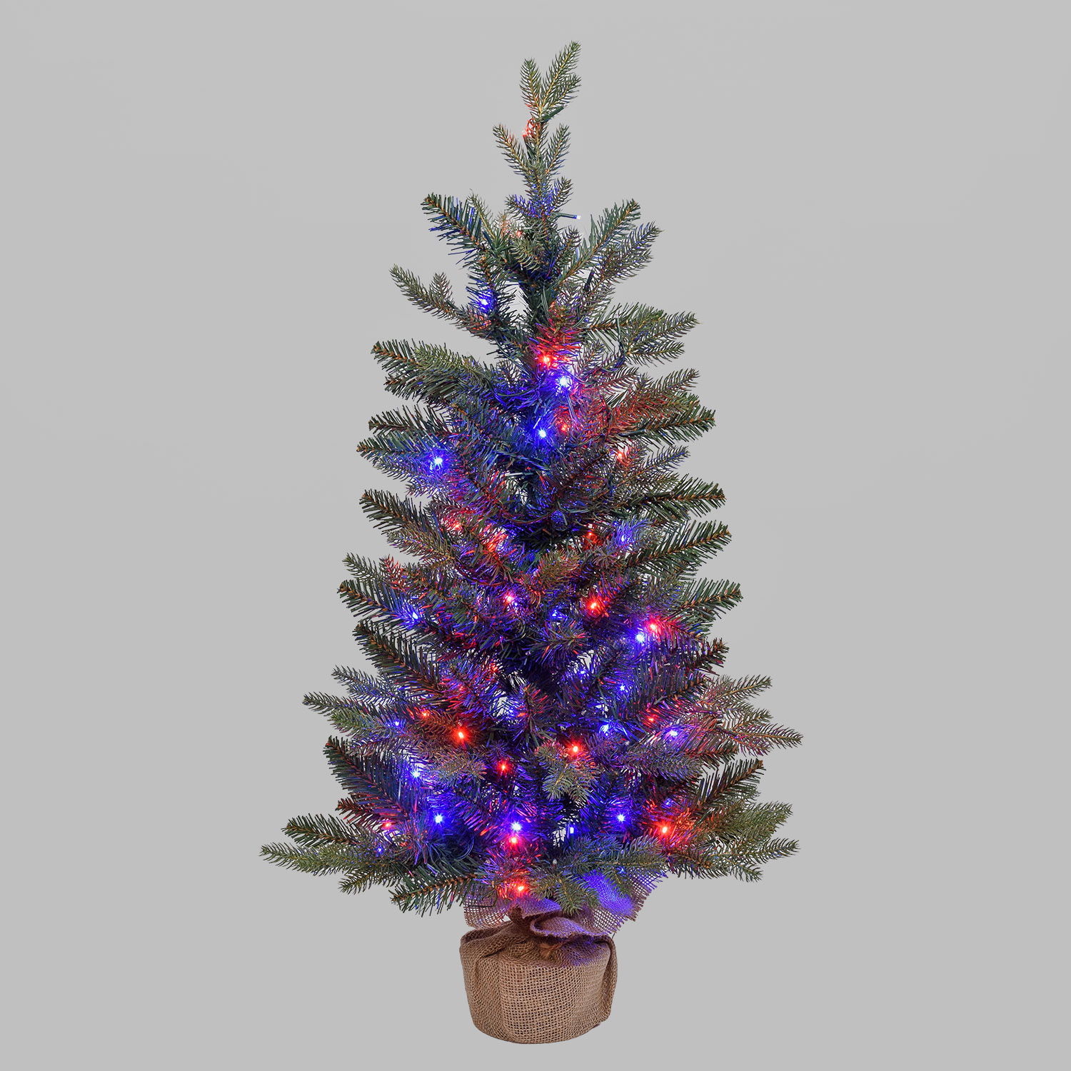 Alpenbaum aus künstlichem Tannengrün mit Jutesockel, 90 cm, 180 integrierte Multicolor-Mini-LEDs 9