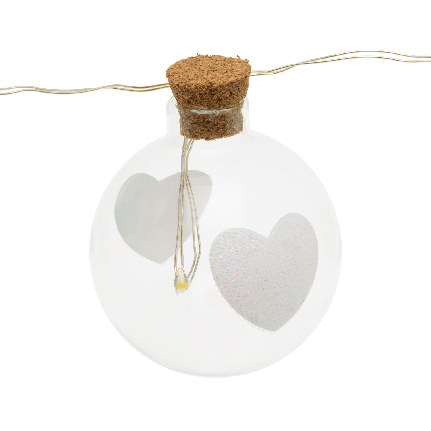 1,2m, 12 Glass Spheres with Hearts Battery String Lights, Ø 40mm, Warm WhiteLEDs 4 1,2m, 12 Glass Spheres with Hearts Battery String Lights, Ø 40mm, Warm WhiteLEDs 4