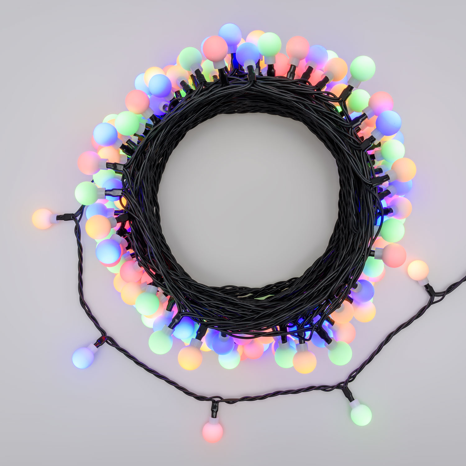 Lichterkette 20 m, 200 Mini-Kugeln Ø 15 mm, Dual Color LED Warmweiß und Multicolor, grünes Kabel 7 Lichterkette 20 m, 200 Mini-Kugeln Ø 15 mm, Dual Color LED Warmweiß und Multicolor, grünes Kabel 7