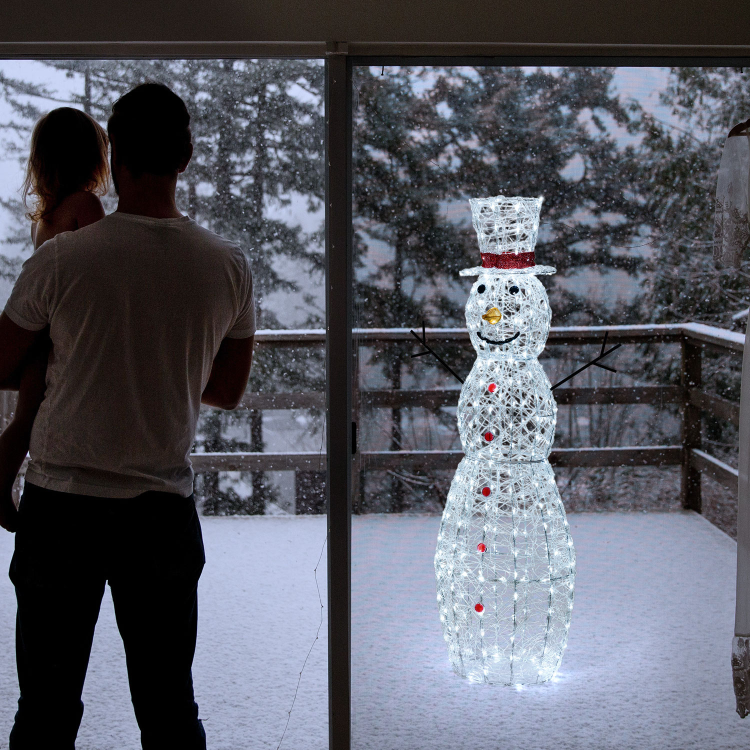 h 150 cm, White Leds Snowman in Acrylic 6 h 150 cm, White Leds Snowman in Acrylic 6