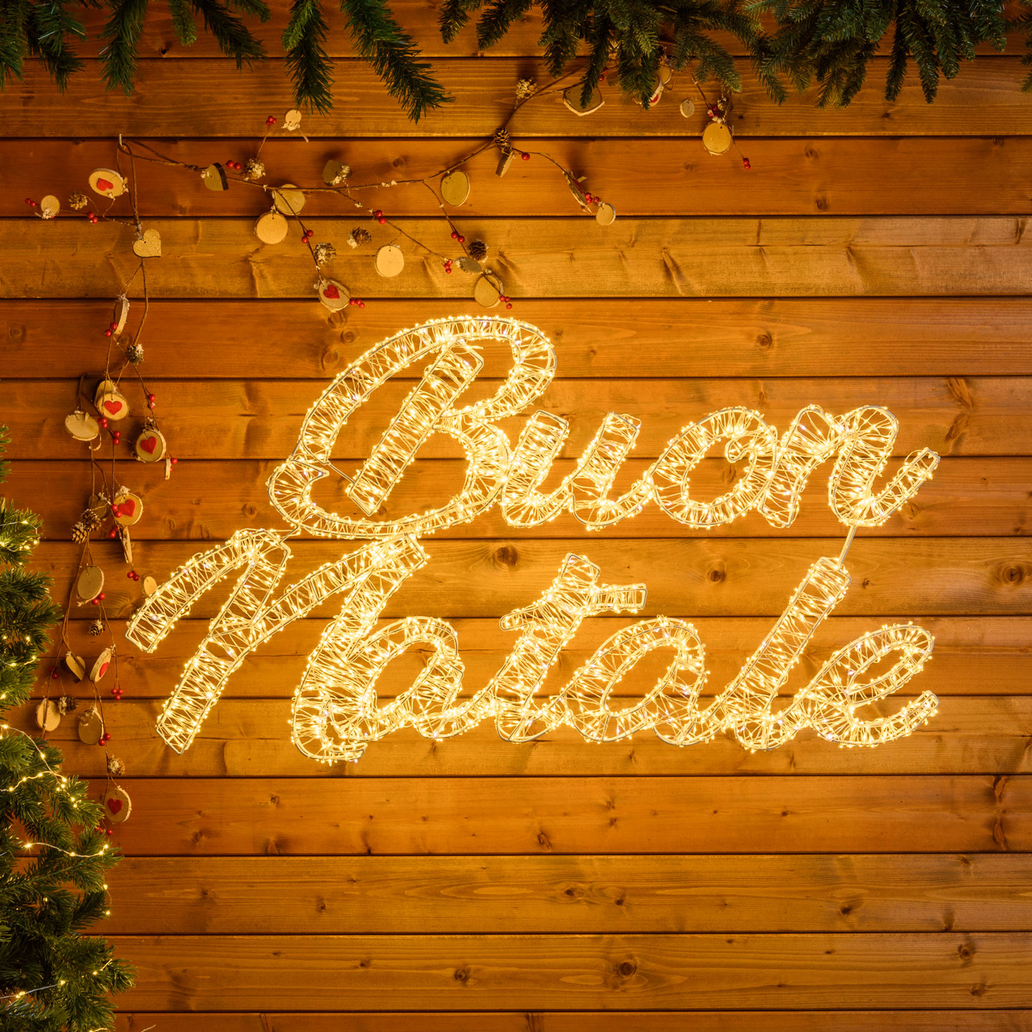 Scritta Buon Natale 3D, 102 x h 57 cm, 3200 microled bianco caldo e freddo, uso esterno Scritta Buon Natale 3D, 102 x h 57 cm, 3200 microled bianco caldo e freddo, uso esterno