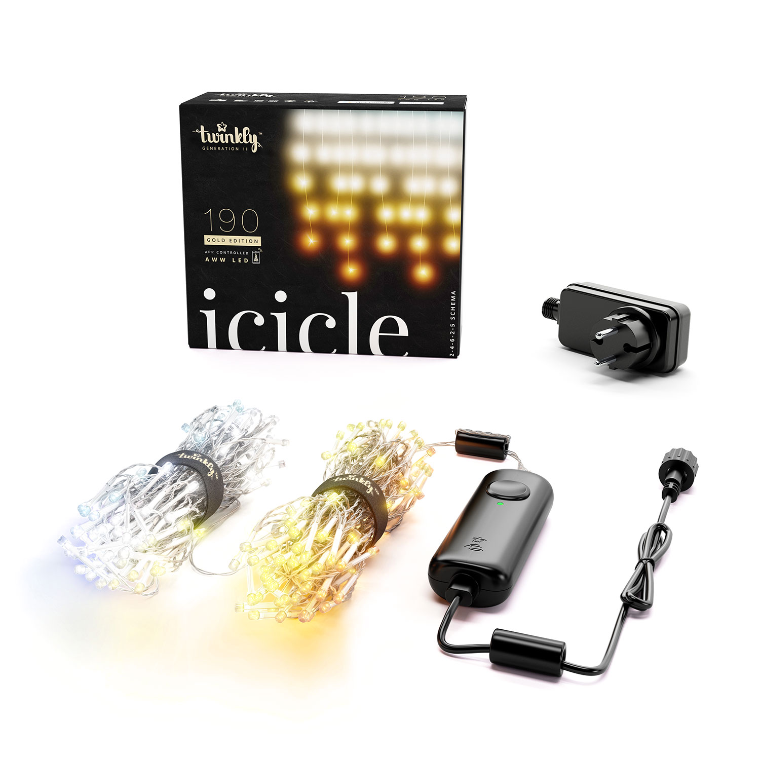 Estalactita Twinkly Gold Edition, AWW, 5 x h 0,6 metros, 190 led 1 Estalactita Twinkly Gold Edition, AWW, 5 x h 0,6 metros, 190 led 1