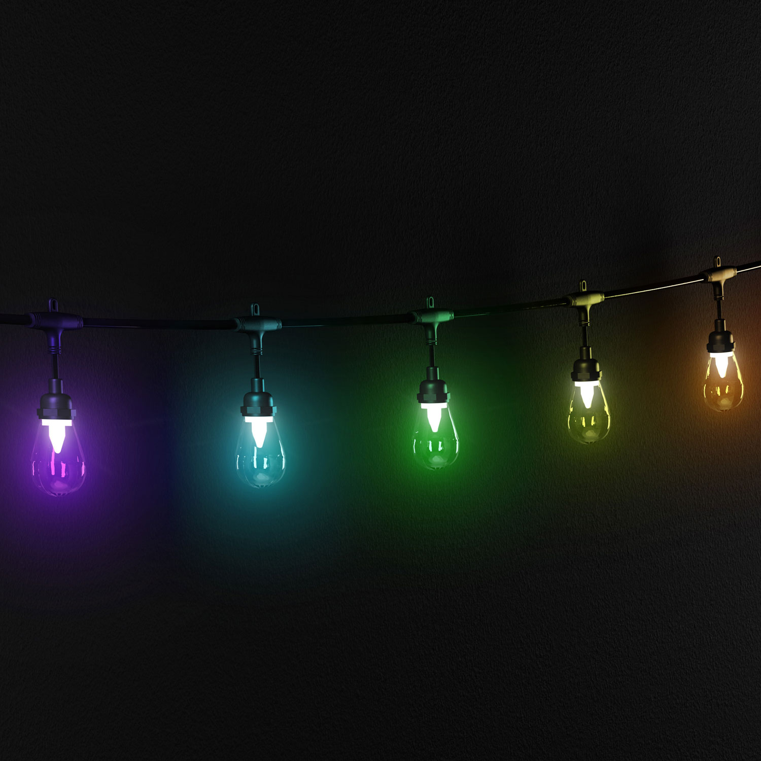 Guirnalda Twinkly Plus RGB y Blanco Cálido, 20 metros, 40 bombillas Píxeles led, cable negro Guirnalda Twinkly Plus RGB y Blanco Cálido, 20 metros, 40 bombillas Píxeles led, cable negro