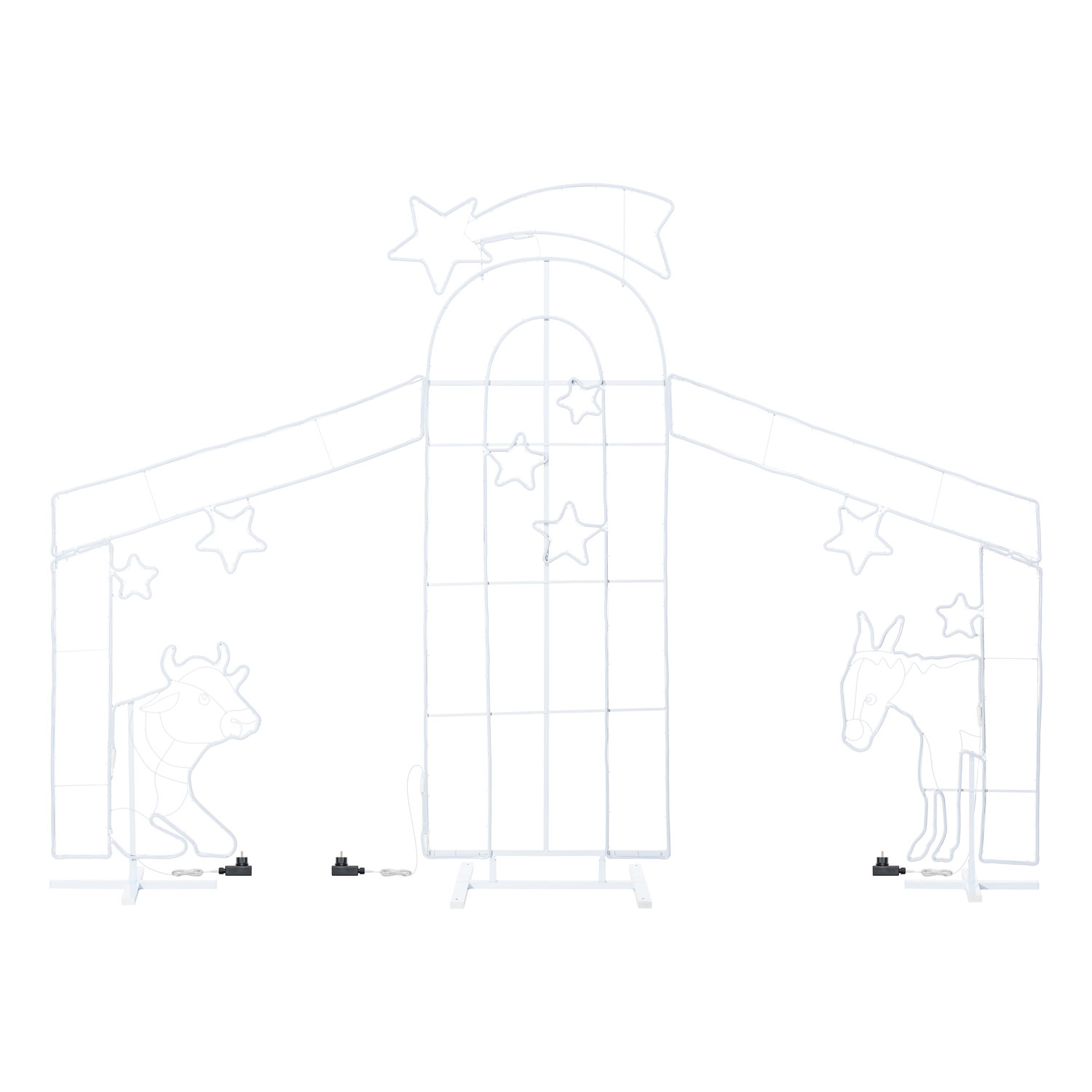 Lampe Crèche, Étable Maxi en tube lumineux effet néon avec Bœuf, Âne, et Étoile, led blanc chaud 3 Lampe Crèche, Étable Maxi en tube lumineux effet néon avec Bœuf, Âne, et Étoile, led blanc chaud 3