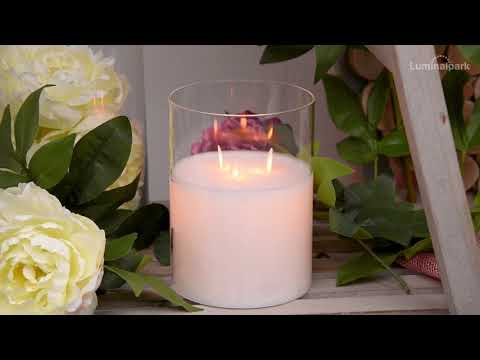 Bougie led en cire et verre 3 flammes, h 20 cm 2 Bougie led en cire et verre 3 flammes, h 20 cm 2
