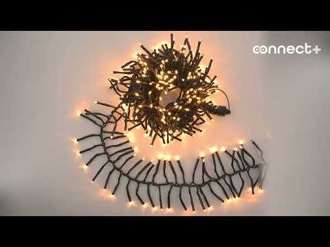 Connect+ Cluster-Lichterkette 3 m, 300 LEDs warmweiß und kaltweiß, grünes Kabel, Erweiterbar 2