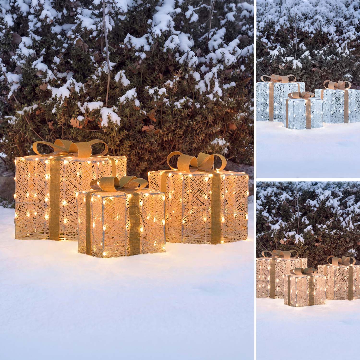 Set 3 Paquets Cadeaux 3D Light Cream & Brown, 240 Dual LED blanc extra chaud et blanc froid