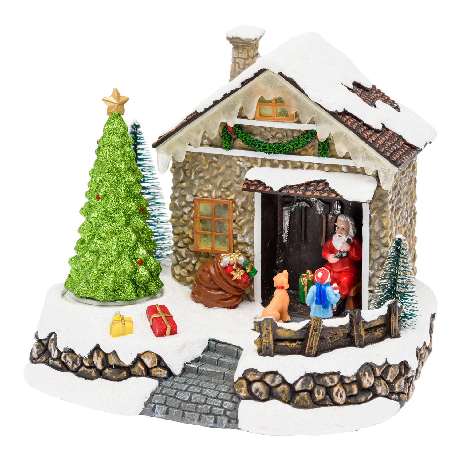 Maison du Père Noël avec Sapin de Noël tournant, h 17 cm, musiques de Noël 3 Maison du Père Noël avec Sapin de Noël tournant, h 17 cm, musiques de Noël 3