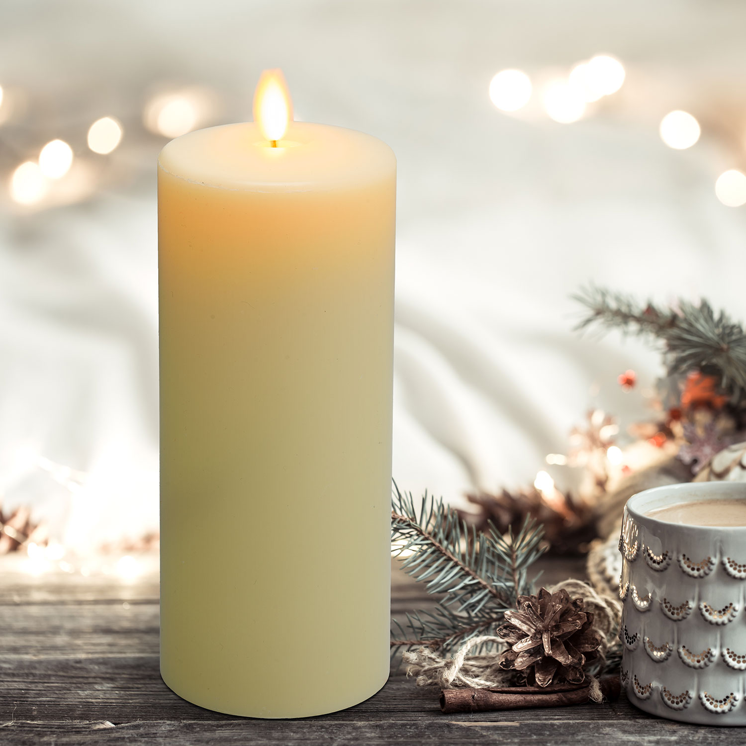Candela in cera liscia avorio con stoppino, h 18 cm 3 Candela in cera liscia avorio con stoppino, h 18 cm 3