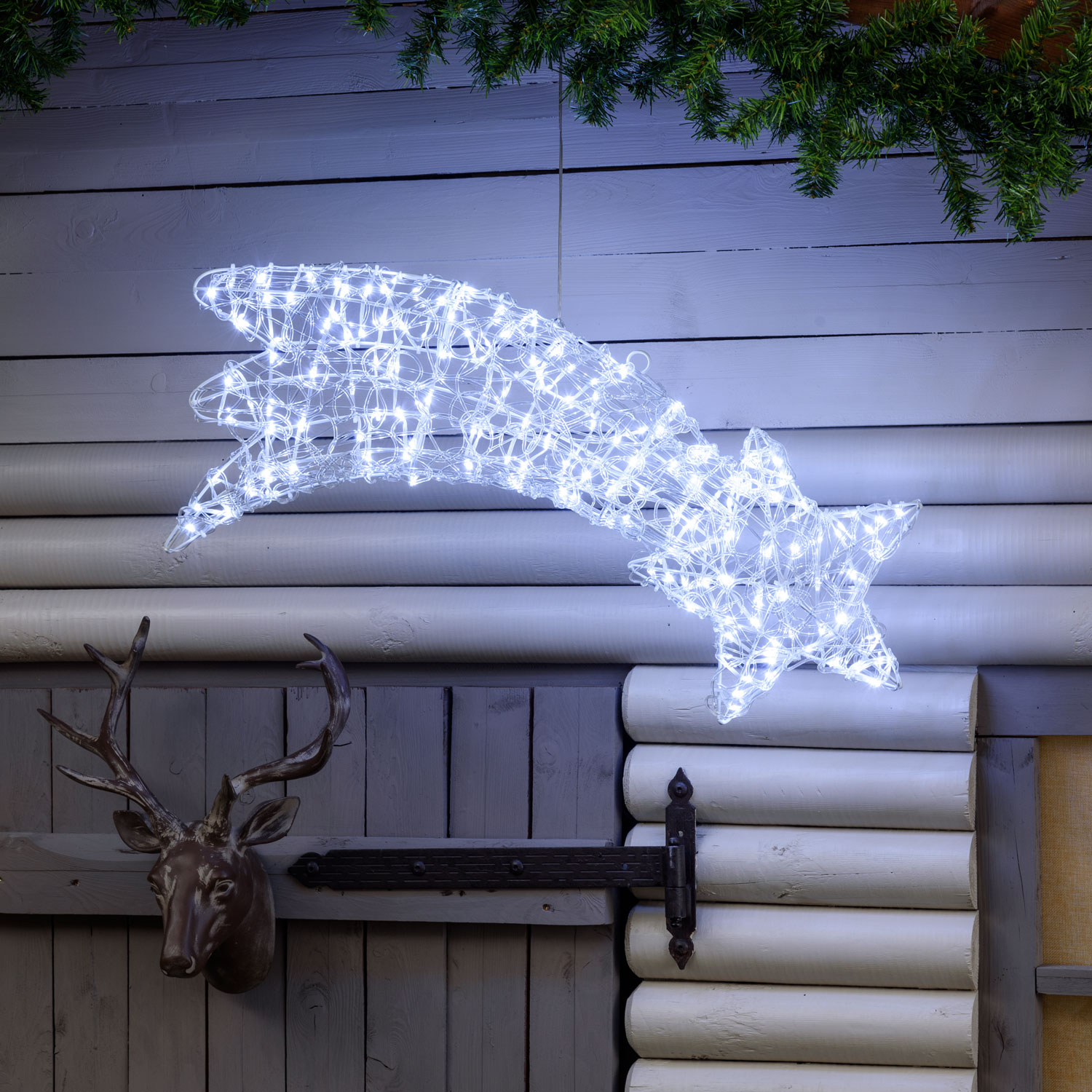 Estrella fugaz 2D, 75 cm, gotas led blanco frío Estrella fugaz 2D, 75 cm, gotas led blanco frío