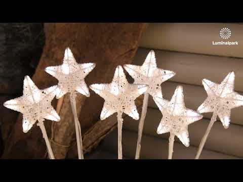 Set 6 Stelle Bianche 3D Ø 10cm con picchetto, Dual Color LED bianco caldo e freddo 2
