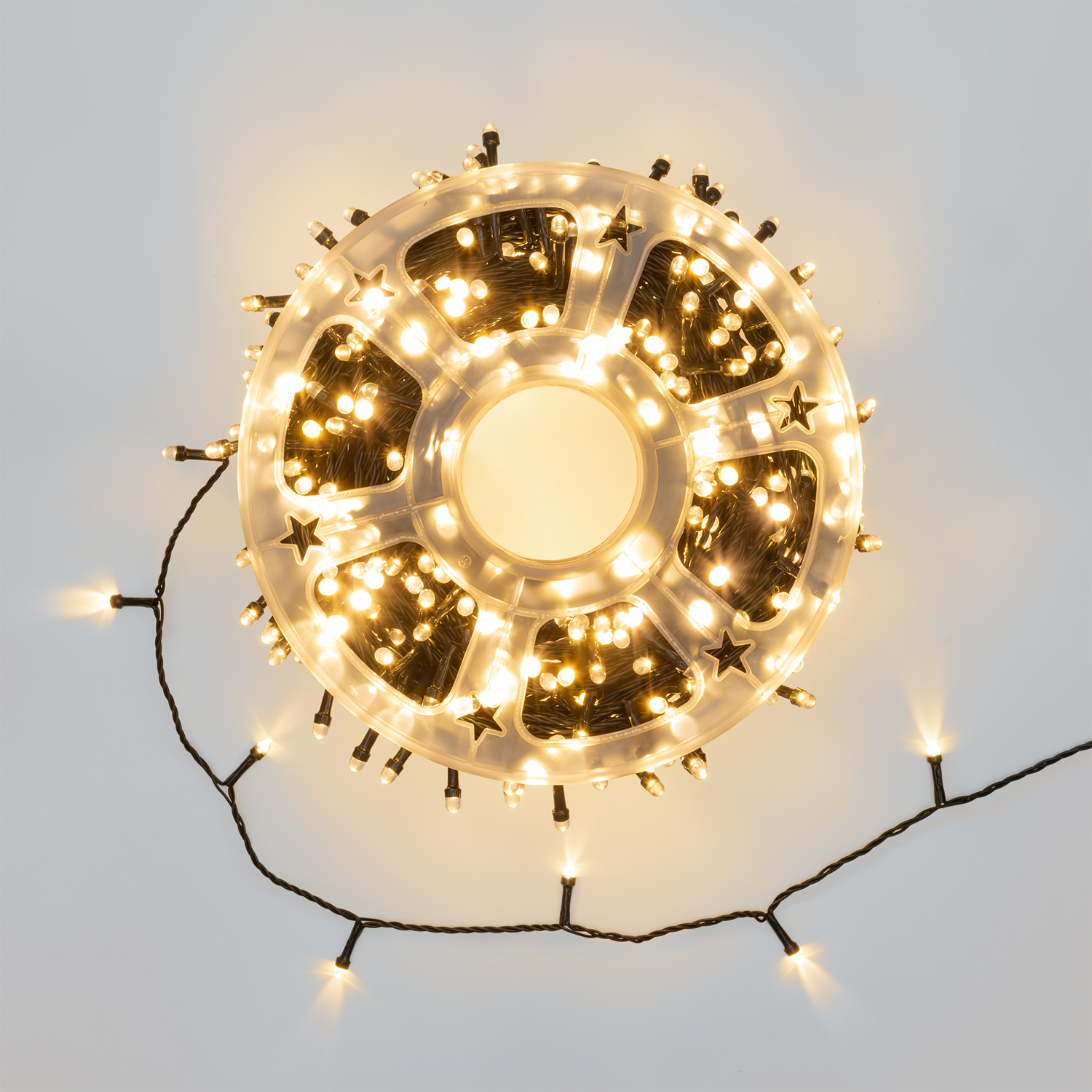 Catena 50 m, 500 led Convex Ø 7 mm, bianco caldo, cavo verde