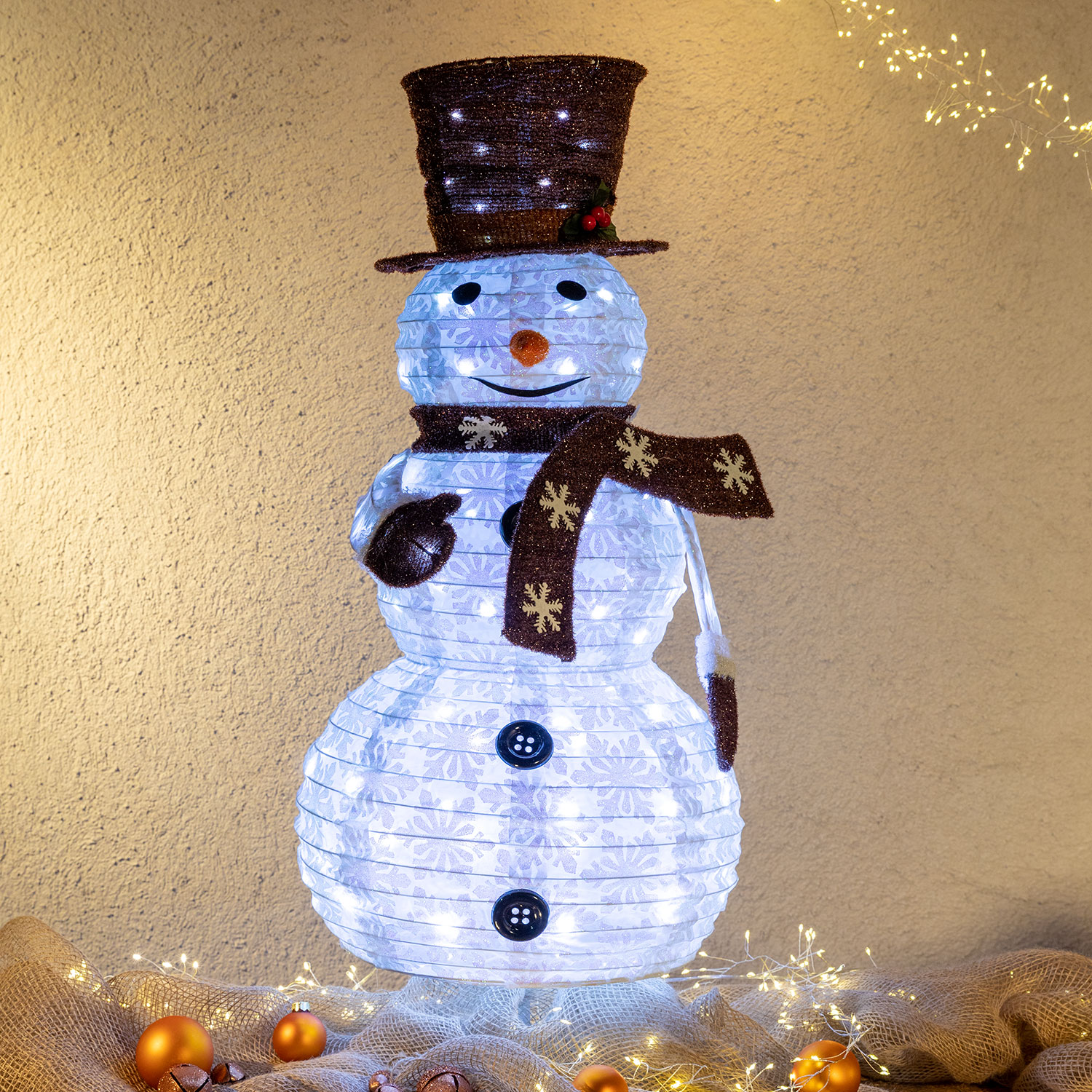 Bonhomme de neige repliable h 90 cm, led blanc froid 1 Bonhomme de neige repliable h 90 cm, led blanc froid 1