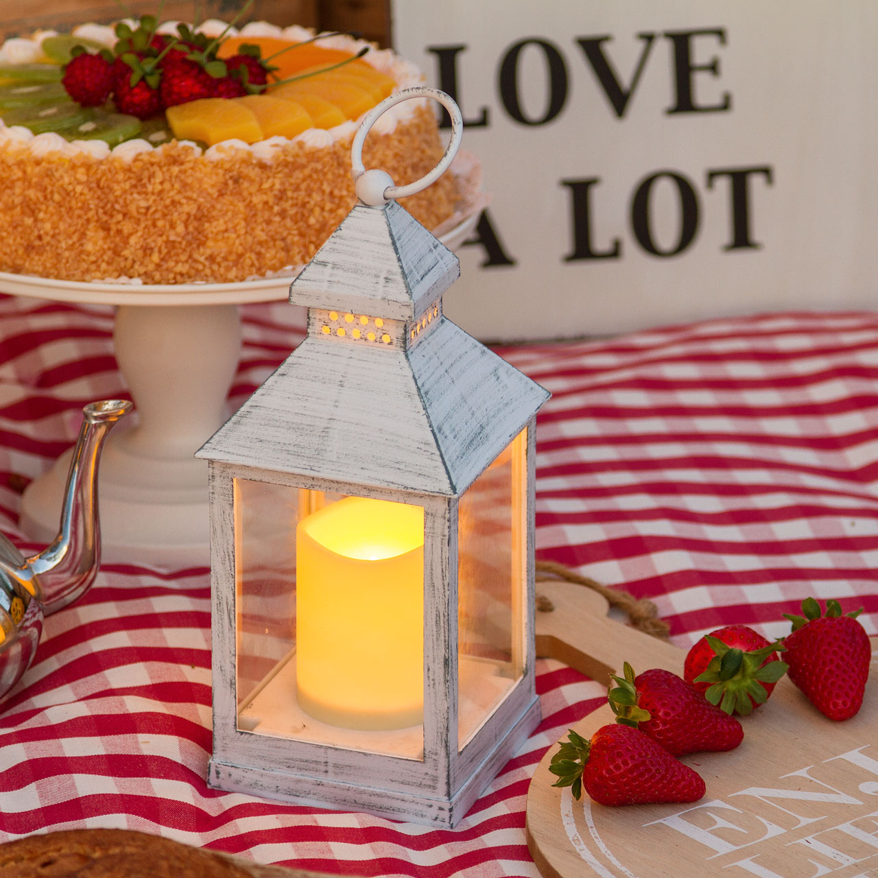 Farol Vintage con vela Led h. 24 cm 24 Farol Vintage con vela Led h. 24 cm 24