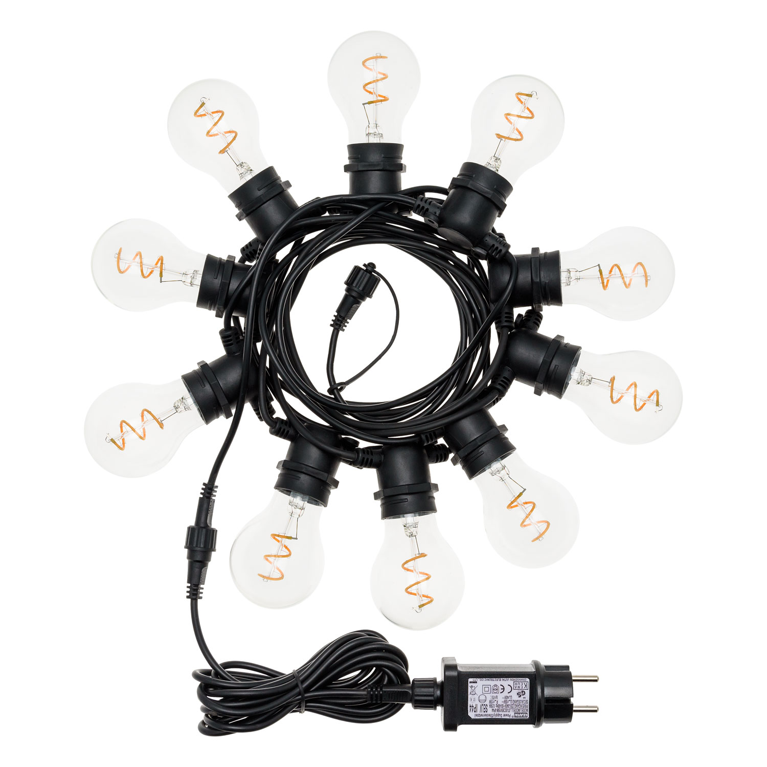 5 m Lichterkette, 10 LED Tropfenbirnen Ø 6 cm, Spiral, warmweiß, erweiterbar 4 5 m Lichterkette, 10 LED Tropfenbirnen Ø 6 cm, Spiral, warmweiß, erweiterbar 4