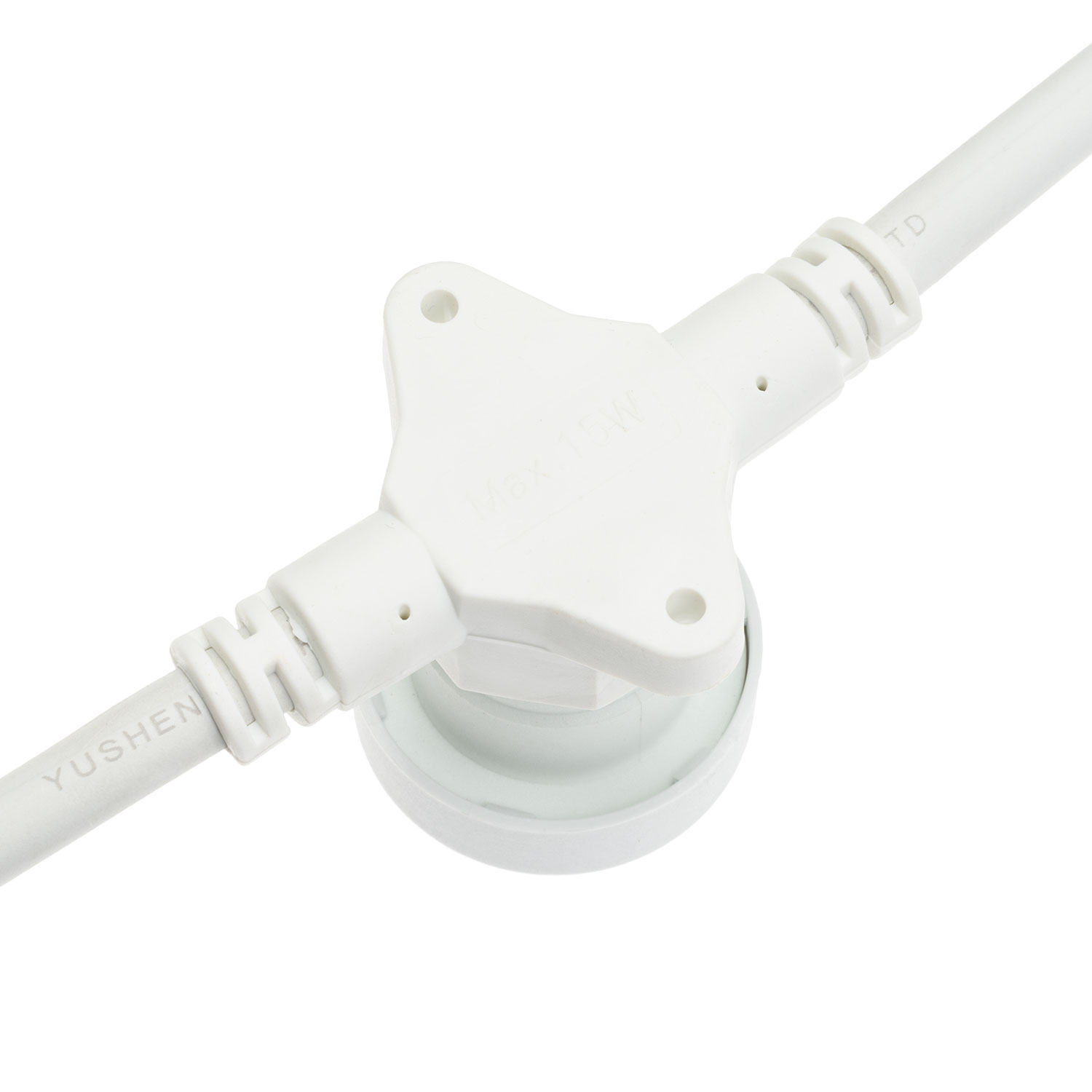 Lichterkette 5 m, 16 E27-Fassungen, weißes Kabel, erweiterbar 5 Lichterkette 5 m, 16 E27-Fassungen, weißes Kabel, erweiterbar 5