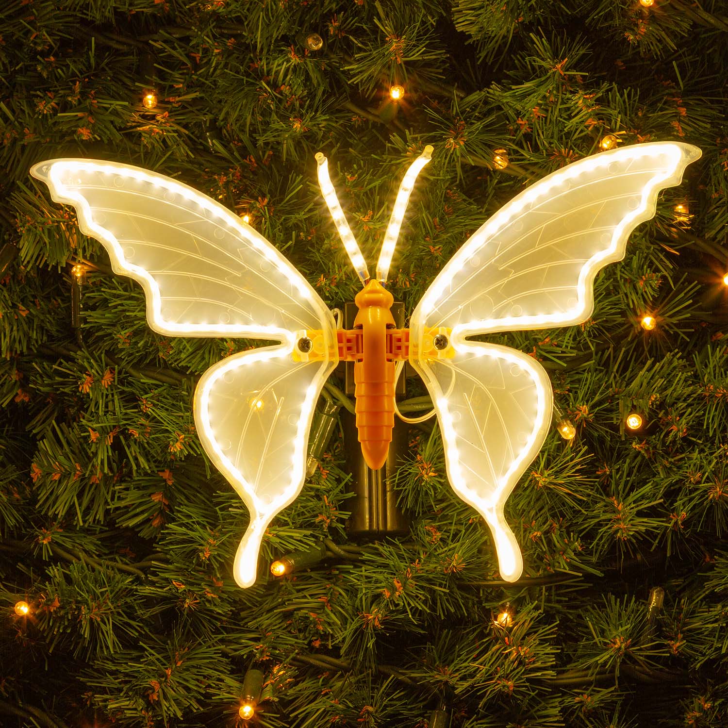 Farfalla in tubo ultraluminoso, 32 cm, 156 led bianco caldo