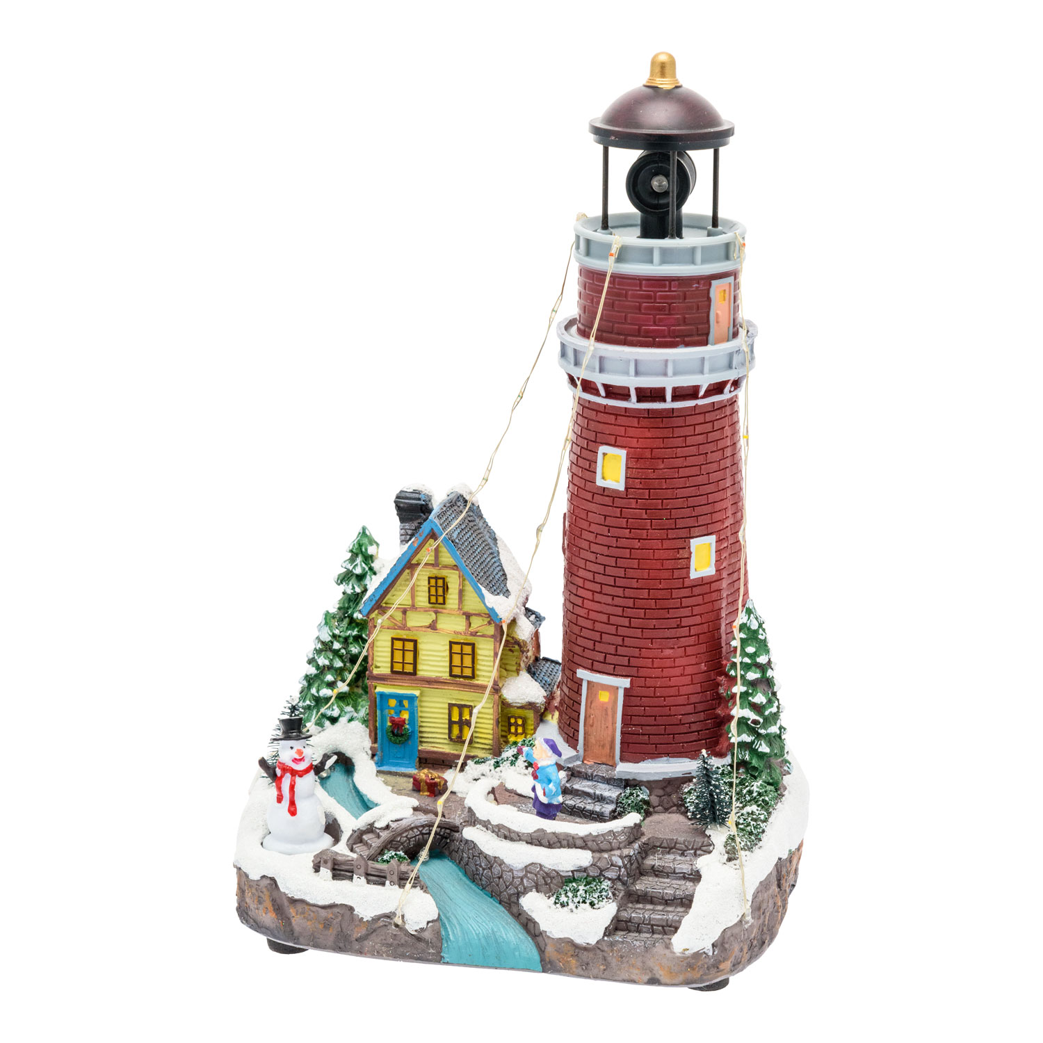 Pueblo Navidad de poliresina a pilas, Faro con luz giratoria, h 29 cm 7 Pueblo Navidad de poliresina a pilas, Faro con luz giratoria, h 29 cm 7