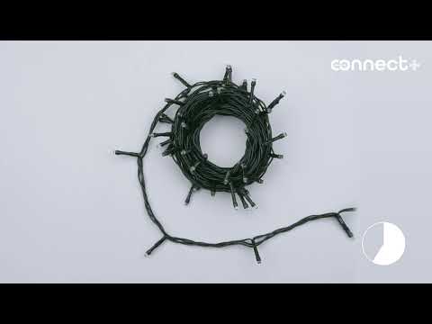 5m Cold White Connect+ String Lights, 50 LEDs, green cable, connectable 2