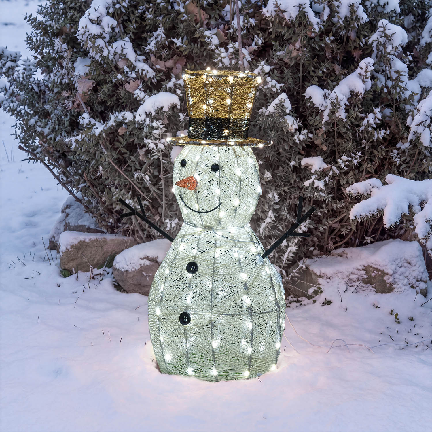 Pupazzo di Neve 3D Light Cream & Brown, h 70 cm, 160 Dual LED bianco extra caldo e bianco freddo 11