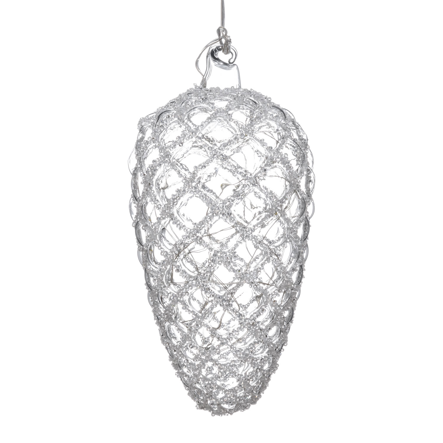 Pomme de pin en verre, 15 microled blanc chaud 6 Pomme de pin en verre, 15 microled blanc chaud 6