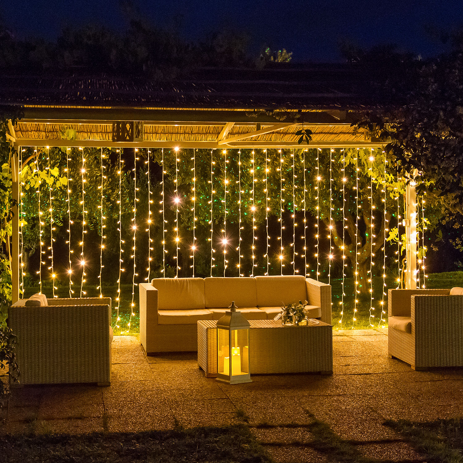 Rideau lumineux 1 x h. 3 m, 126 maxiled blanc chaud, câble transparent, prolongeable 6 Rideau lumineux 1 x h. 3 m, 126 maxiled blanc chaud, câble transparent, prolongeable 6