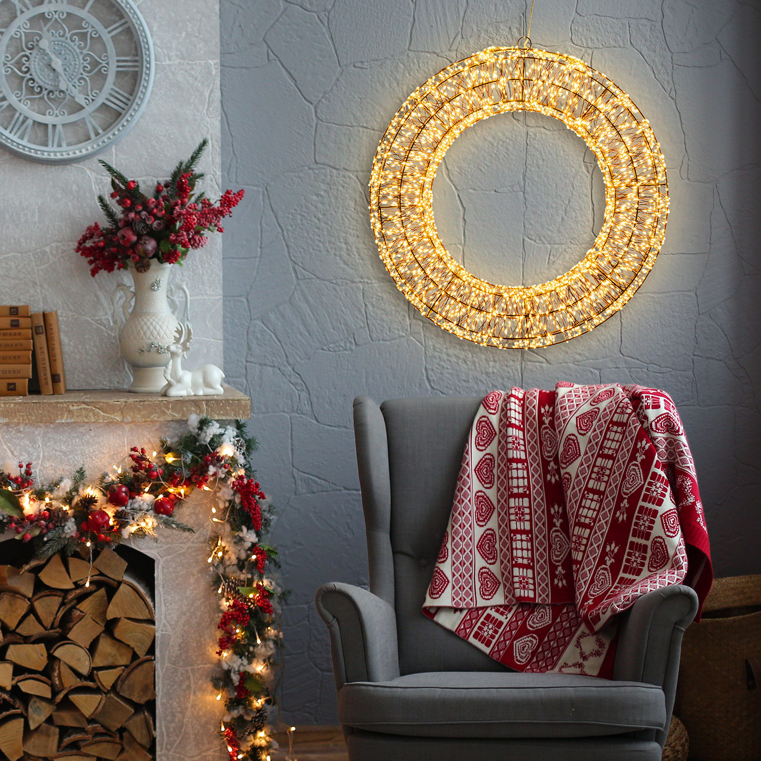 Couronne 3D, Ø 55 cm, 3000 Micro ledblanc chaud et blanc froid, intérieur 7 Couronne 3D, Ø 55 cm, 3000 Micro ledblanc chaud et blanc froid, intérieur 7