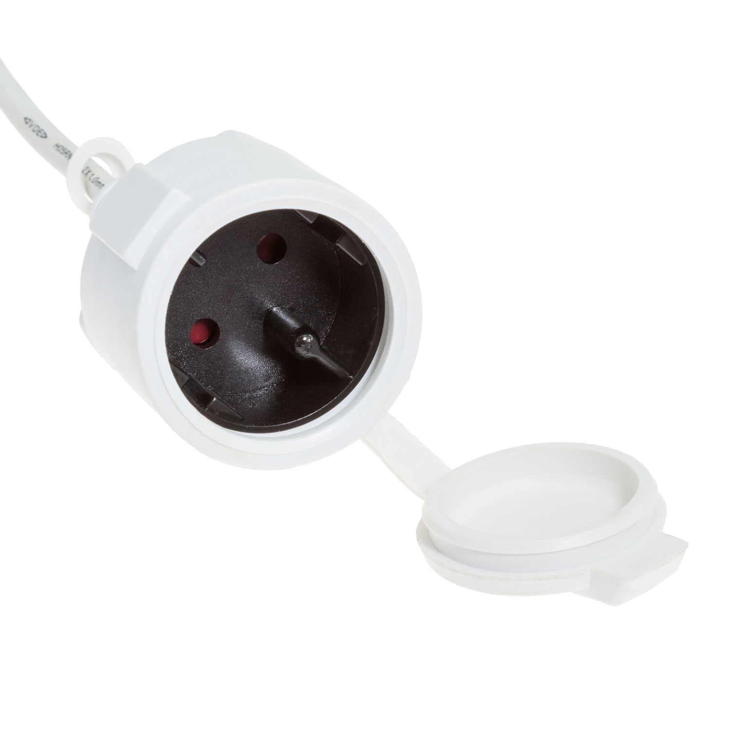 PML 2 Way Connector with Shuko Plug, 1m White Cable, IP67 2 PML 2 Way Connector with Shuko Plug, 1m White Cable, IP67 2
