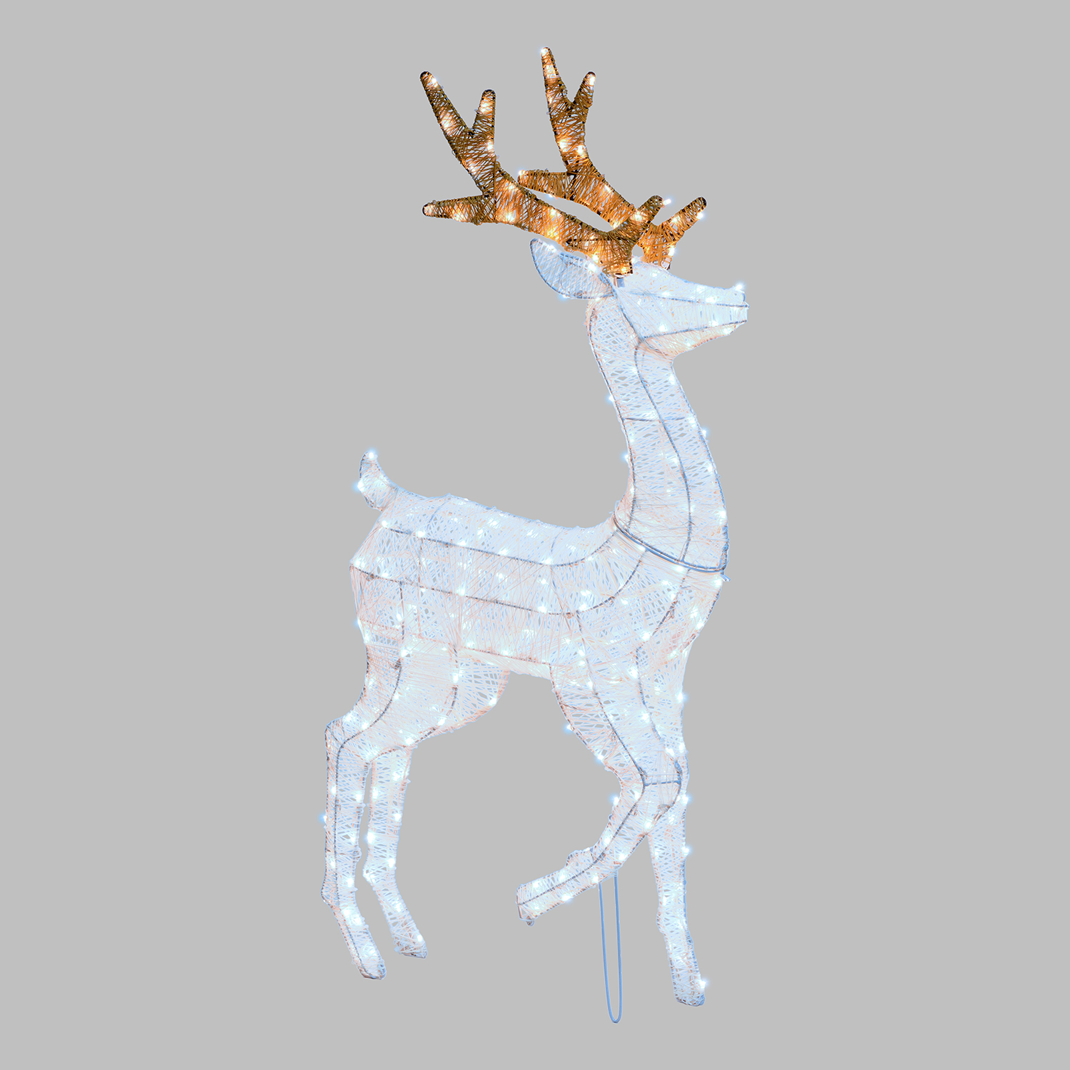 Renna con zampa alzata 3D Light Cream & Brown, h 125 cm, 240 Dual LED bianco extra caldo e bianco freddo 4