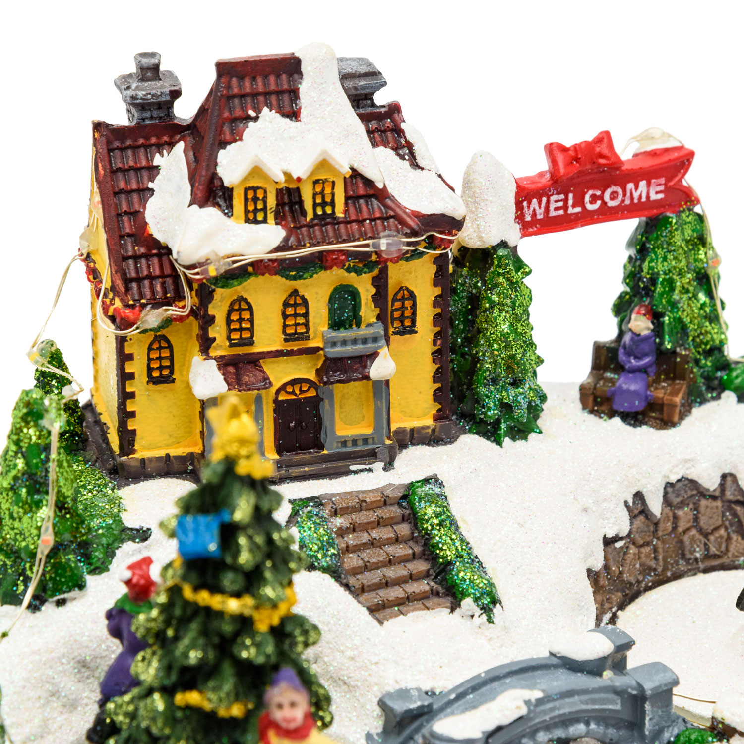 Pueblo Navidad de poliresina, Patinador y Árbol Navidad con Niños giratorios, h 15 cm 7 Pueblo Navidad de poliresina, Patinador y Árbol Navidad con Niños giratorios, h 15 cm 7