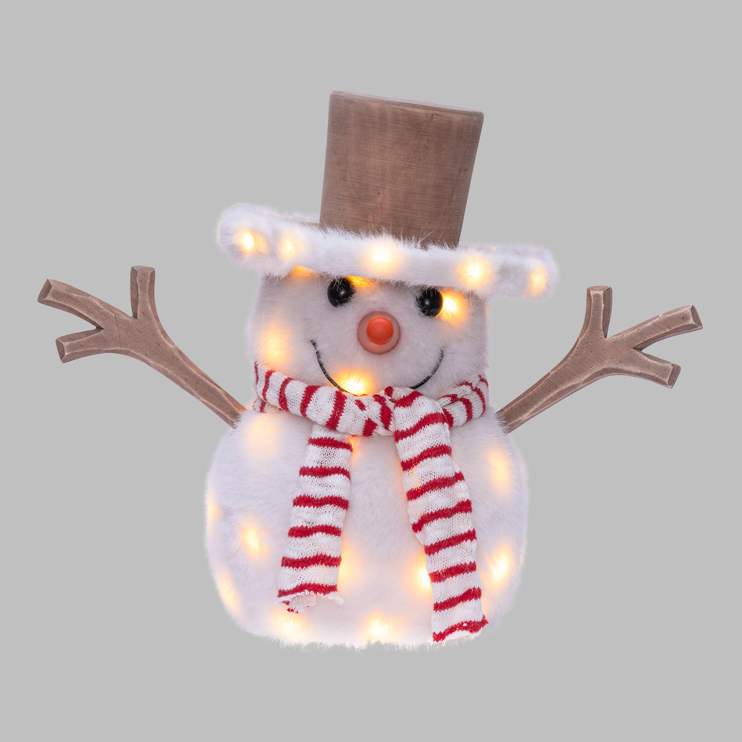 SnowPazzo luminoso 3D in legno, h 30 cm, Dual Color MicroLED bianco caldo e bianco freddo, uso interno