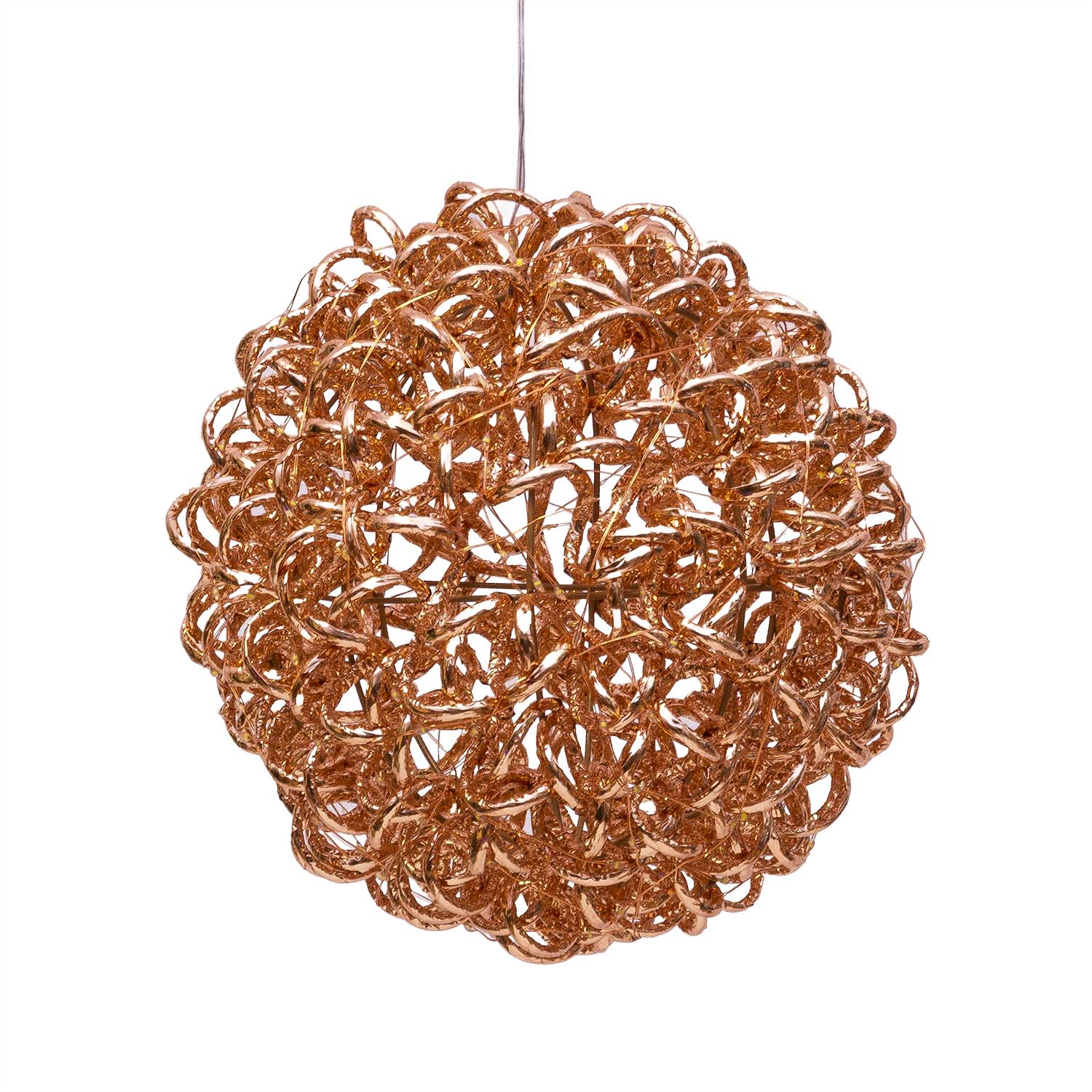 Sfera in metallo 3D Rose Gold, filo a spirale, ∅25 cm, 200 microled bianco caldo 4