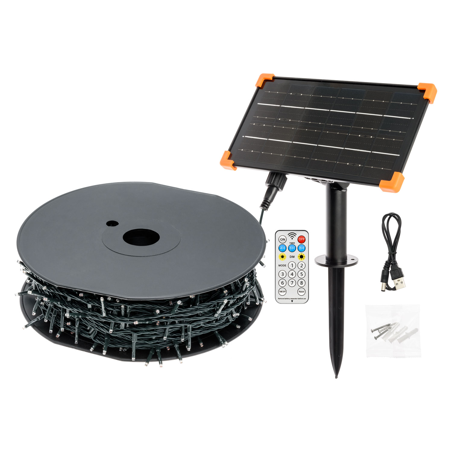 60 m Solar string, 1200 Warm White miniled, green Cable, Power Bank with USB charging 2 60 m Solar string, 1200 Warm White miniled, green Cable, Power Bank with USB charging 2