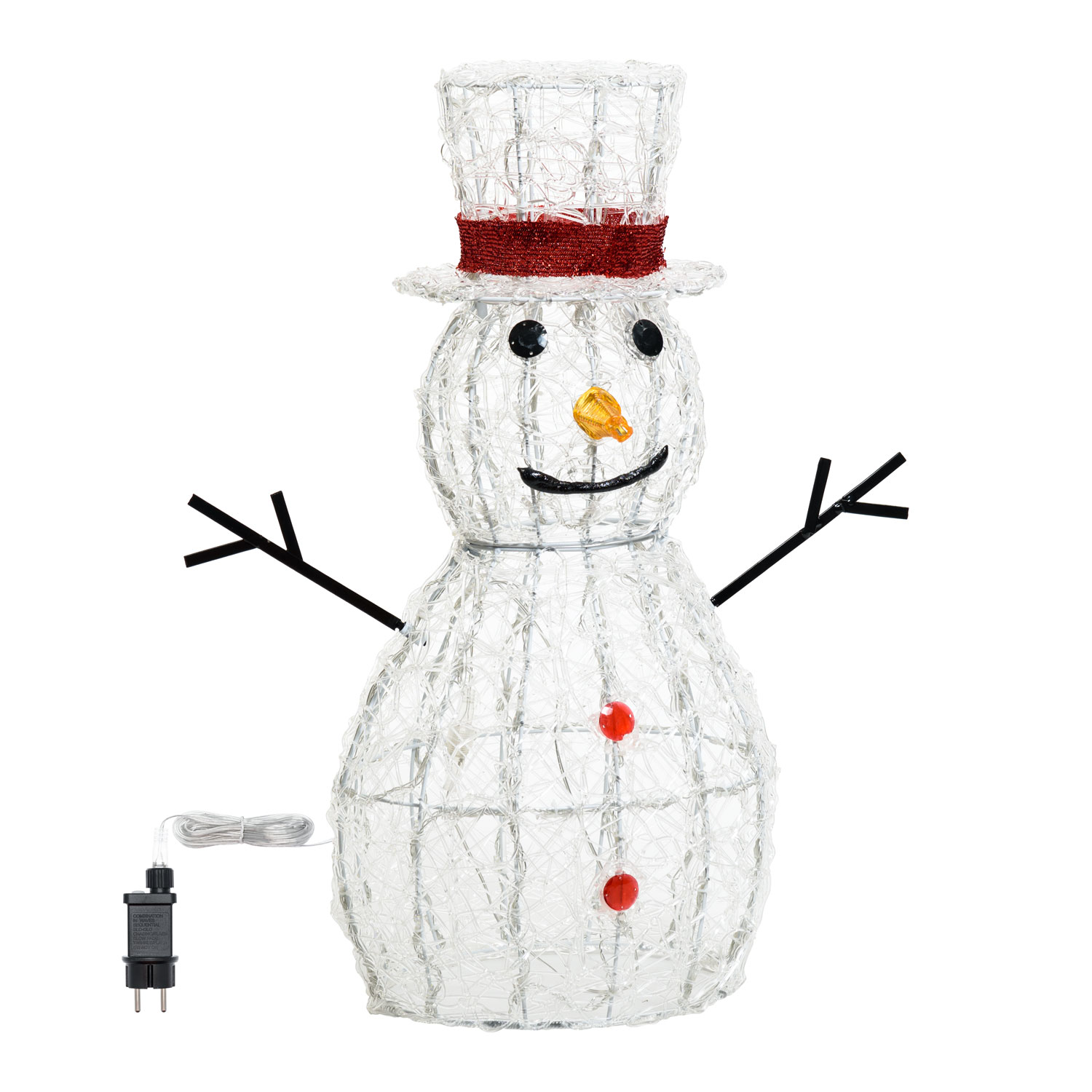Schneemann weiches Akryl, 70 cm, 160 LEDs kaltweiß 3 Schneemann weiches Akryl, 70 cm, 160 LEDs kaltweiß 3