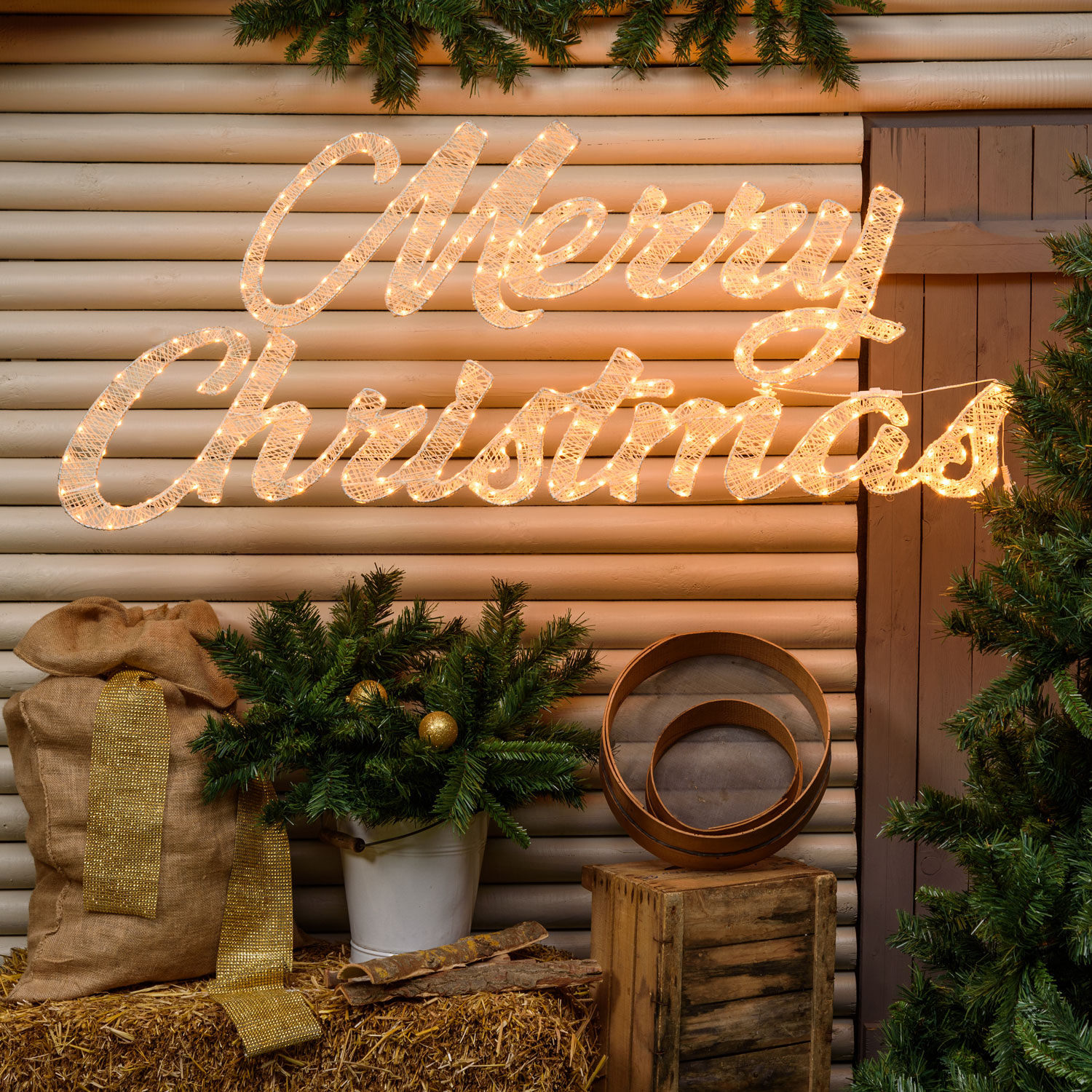 Letrero Merry Christmas 3D Light Cream & Brown 145 x h 45 cm, 320 led blanco extra cálido Letrero Merry Christmas 3D Light Cream & Brown 145 x h 45 cm, 320 led blanco extra cálido