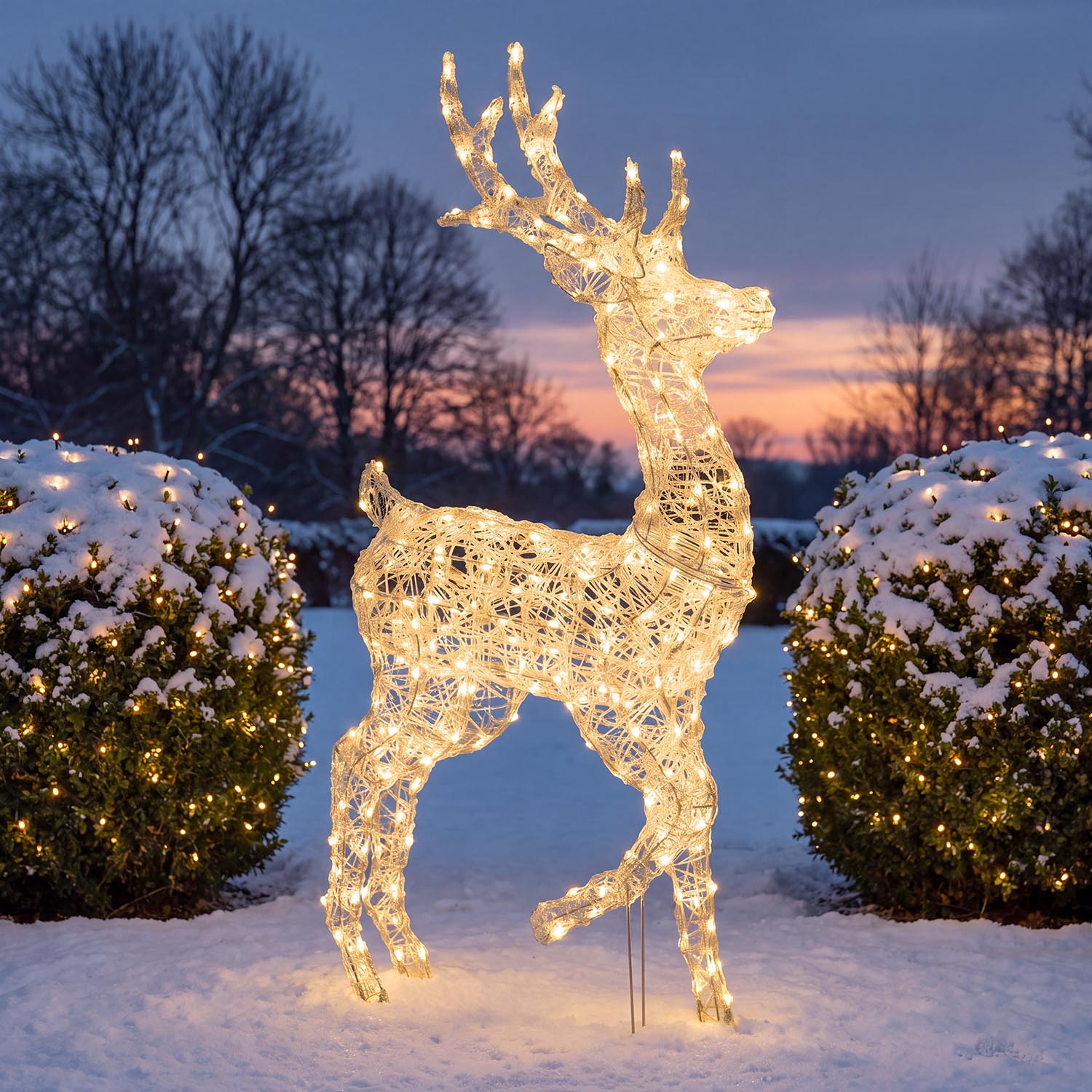 3D Rentier aus transparentem Acryl, H 125 cm, 240 Dual-LED warmweiß und kaltweiß 4