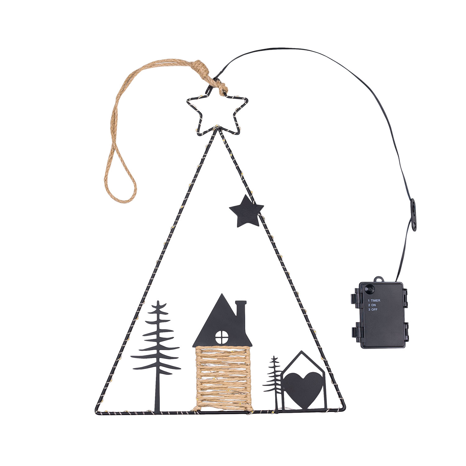 Weihnachtsbaum zum Aufhängen, batteriebetrieben, H 41 cm, schwarzes Metall, warmweiße Micro-LEDs 3 Weihnachtsbaum zum Aufhängen, batteriebetrieben, H 41 cm, schwarzes Metall, warmweiße Micro-LEDs 3