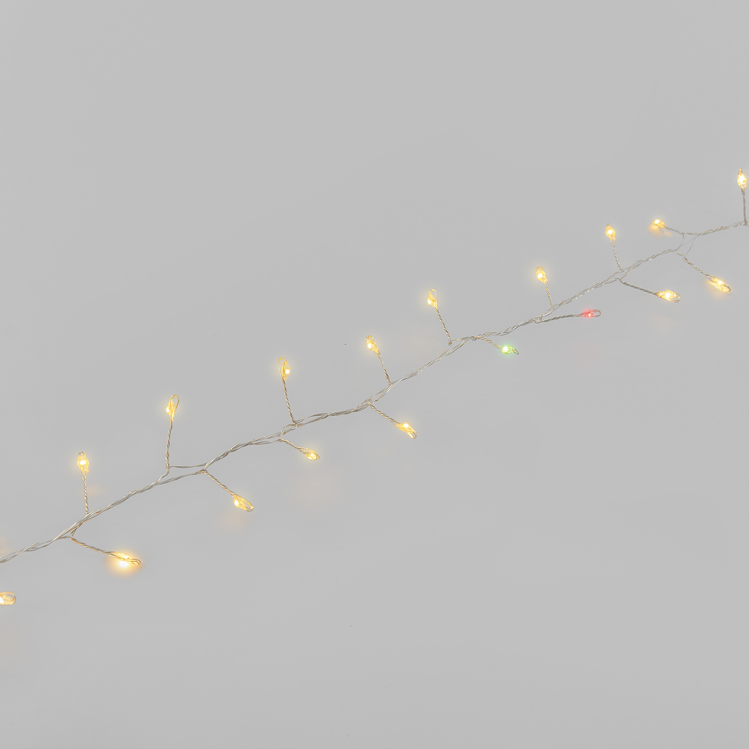 Catena Nastro di Luce 20 m, 1000 microled bianco caldo e RGB, cavo metal argento 6