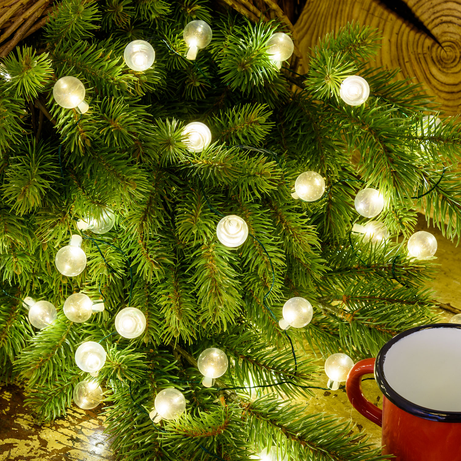 Deko-Lichterkette mit 80 Kugeln aus transparentem Glas, warmweiß 3 Deko-Lichterkette mit 80 Kugeln aus transparentem Glas, warmweiß 3