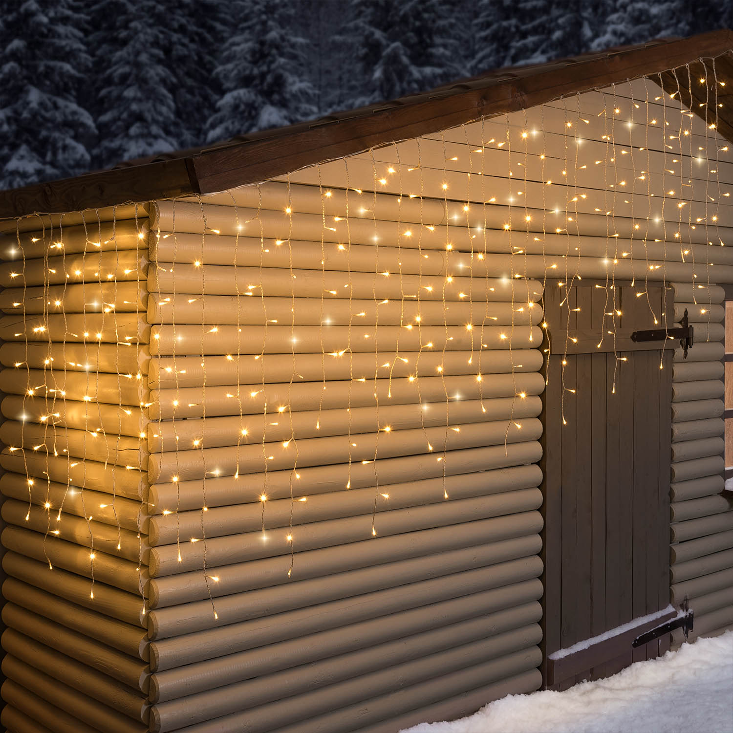 Stalattite 3 x h 0,96 m, 360 miniled bianco caldo, cavo trasparente